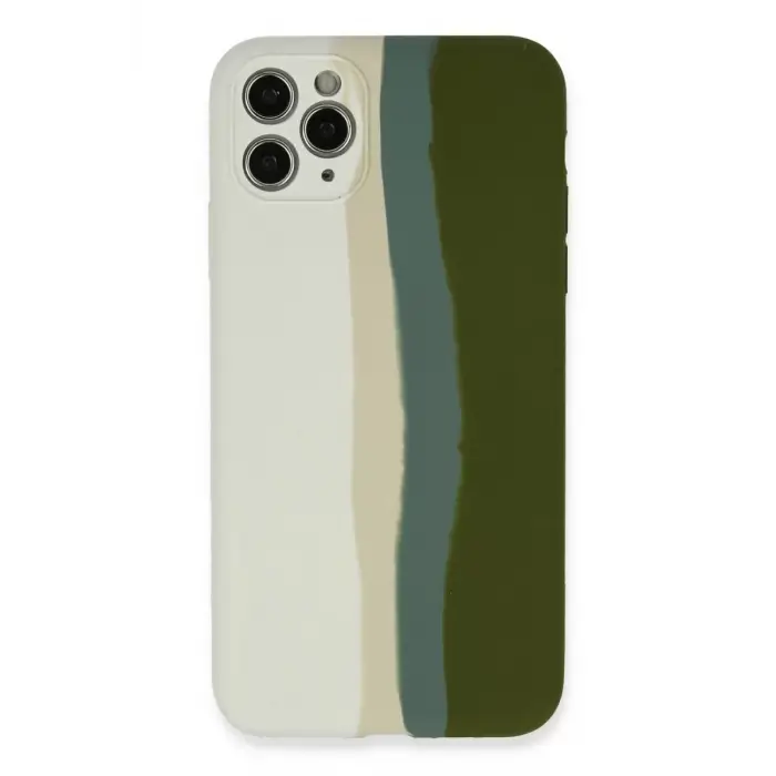 Newface Apple iPhone 11 Pro Kılıf Ebruli Lansman Silikon - Beyaz-Yeşil