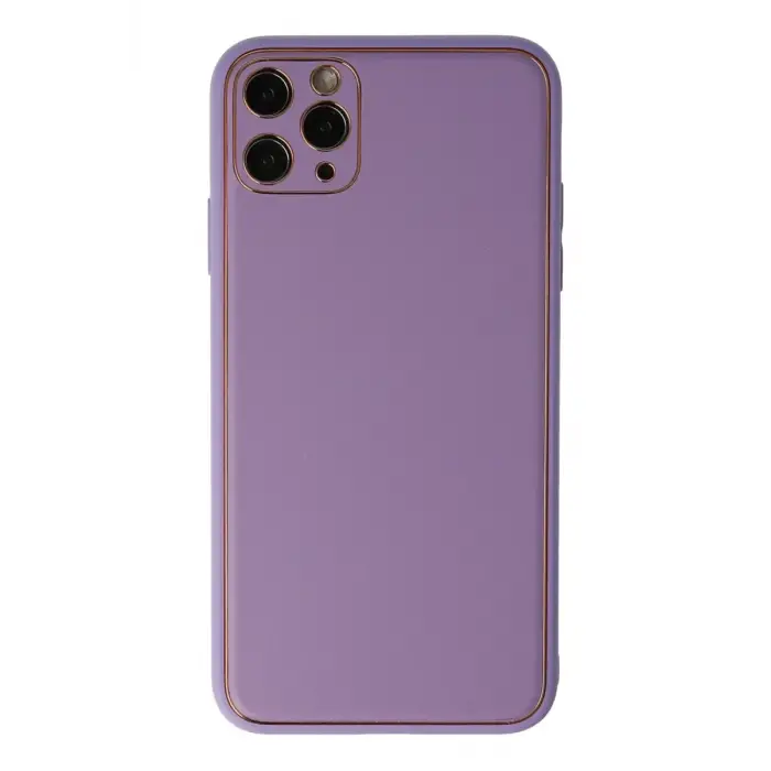Newface Apple iPhone 11 Pro Max Kılıf Coco Deri Silikon Kapak - Lila