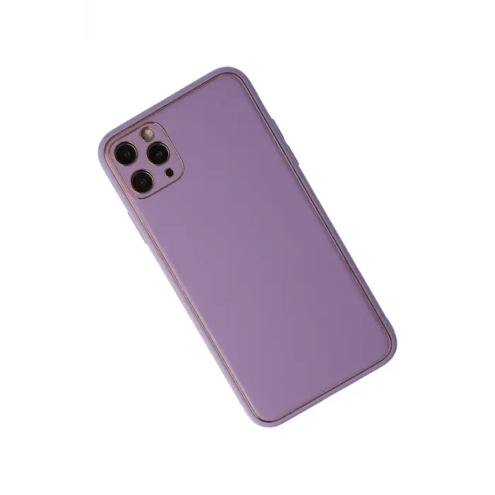 Newface Apple iPhone 11 Pro Max Kılıf Coco Deri Silikon Kapak - Lila