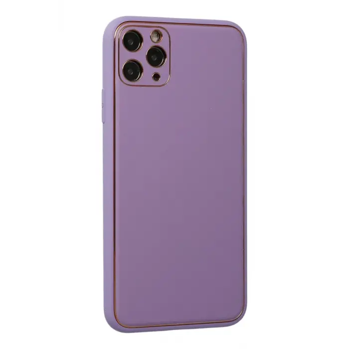 Newface Apple iPhone 11 Pro Max Kılıf Coco Deri Silikon Kapak - Lila
