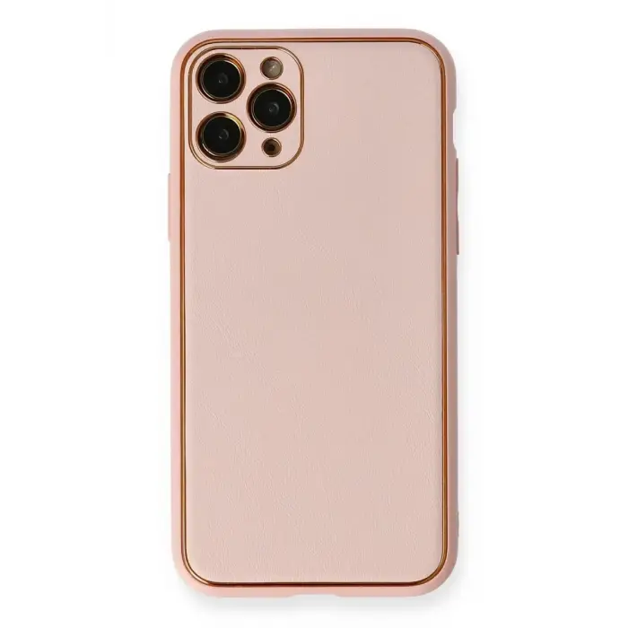 Newface Apple iPhone 11 Pro Max Kılıf Coco Deri Silikon Kapak - Pembe