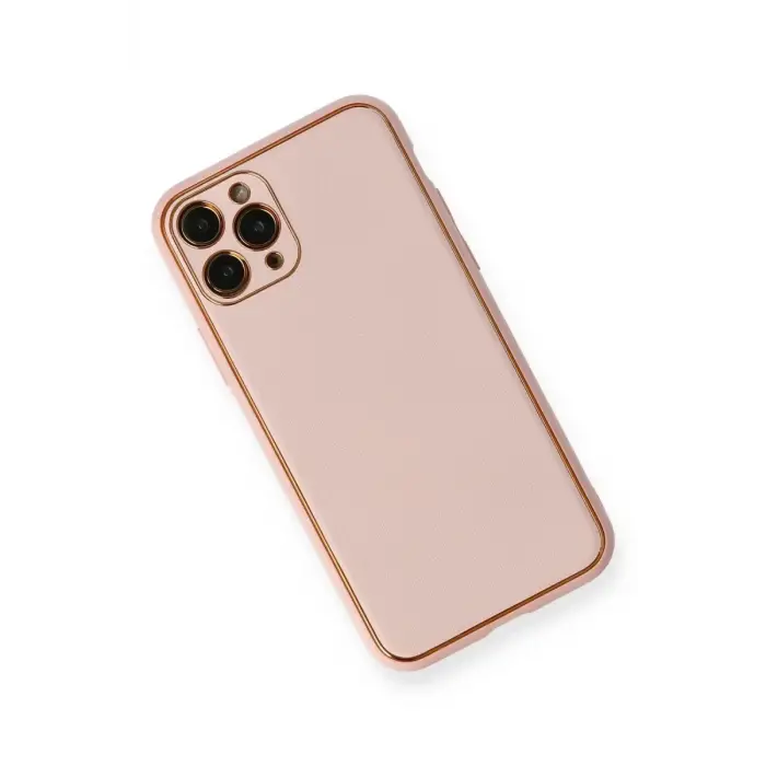 Newface Apple iPhone 11 Pro Max Kılıf Coco Deri Silikon Kapak - Pembe