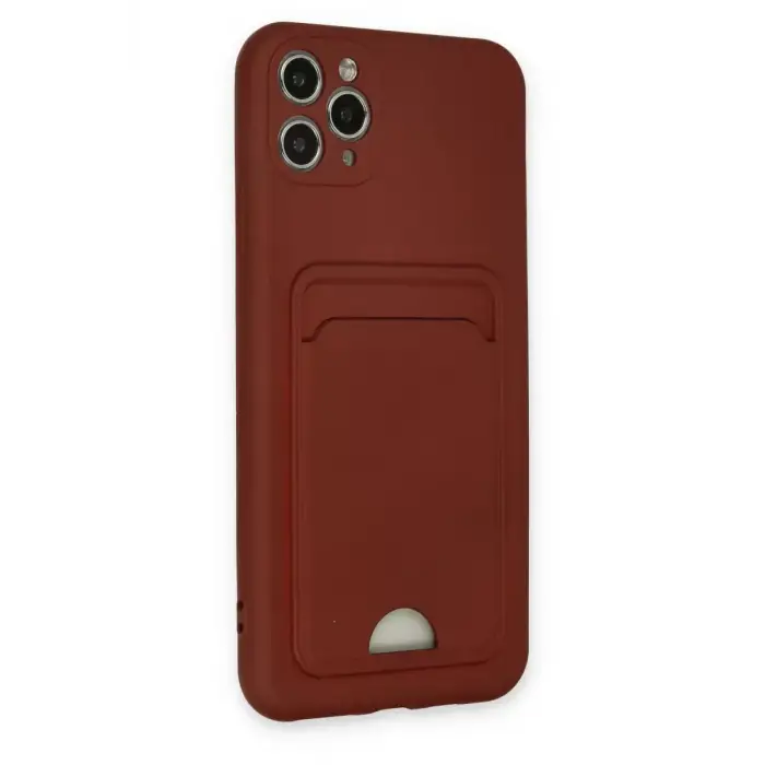 Newface Apple iPhone 11 Pro Max Kılıf Kelvin Kartvizitli Silikon - Bordo