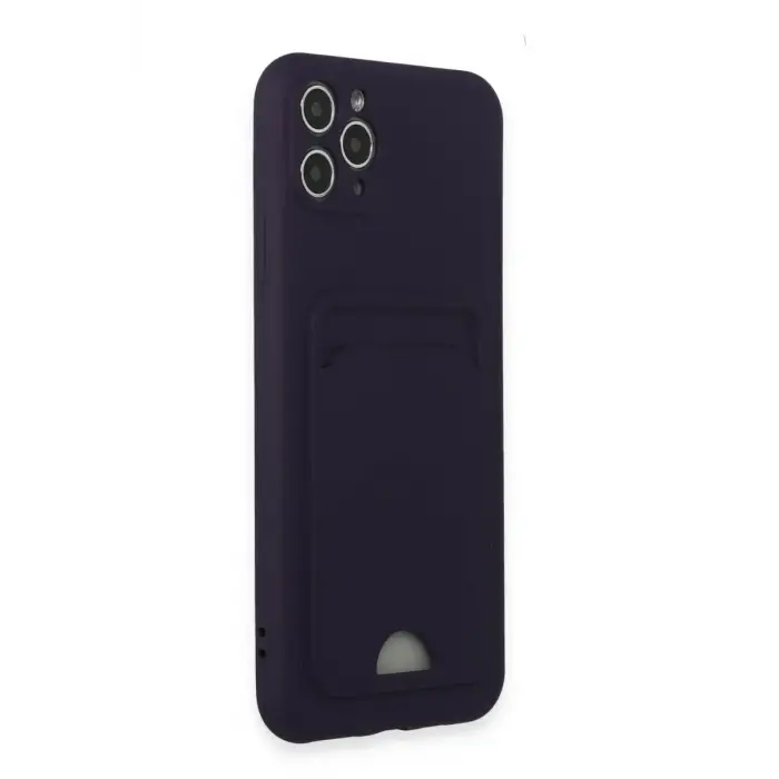 Newface Apple iPhone 11 Pro Max Kılıf Kelvin Kartvizitli Silikon - Derin Mor
