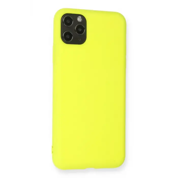 Newface Apple iPhone 11 Pro Max Kılıf Nano içi Kadife Silikon - Sarı