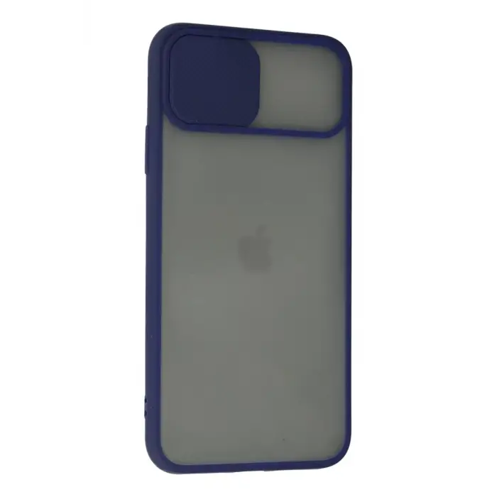 Newface Apple iPhone 11 Pro Max Kılıf Palm Buzlu Kamera Sürgülü Silikon - Lacivert