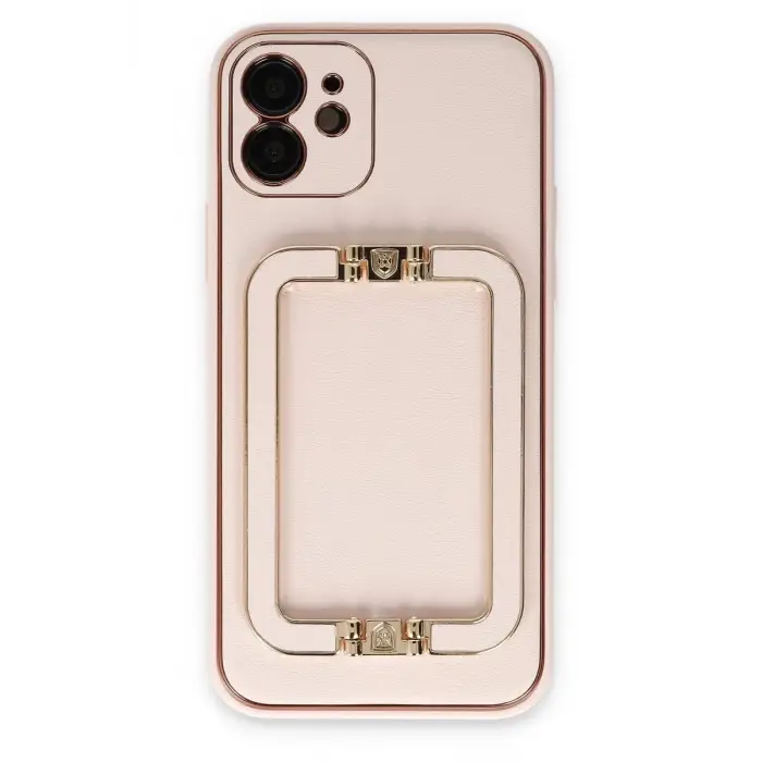 Newface Apple iPhone 12 Kılıf Coco Elit Kapak - Pudra