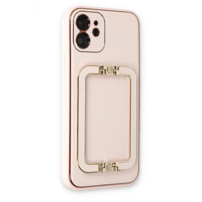 Newface Apple iPhone 12 Kılıf Coco Elit Kapak - Pudra