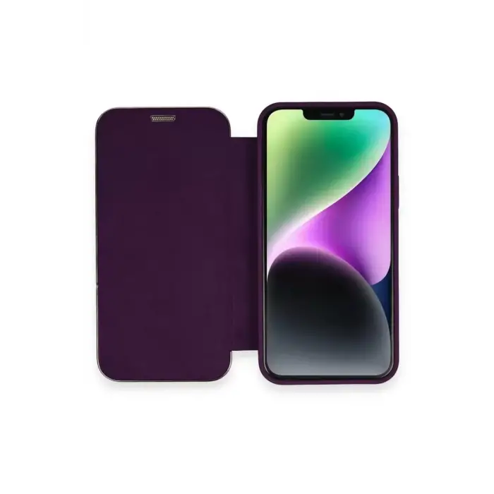 Newface Apple iPhone 12 Kılıf Dolpin Kapaklı - Derin Mor