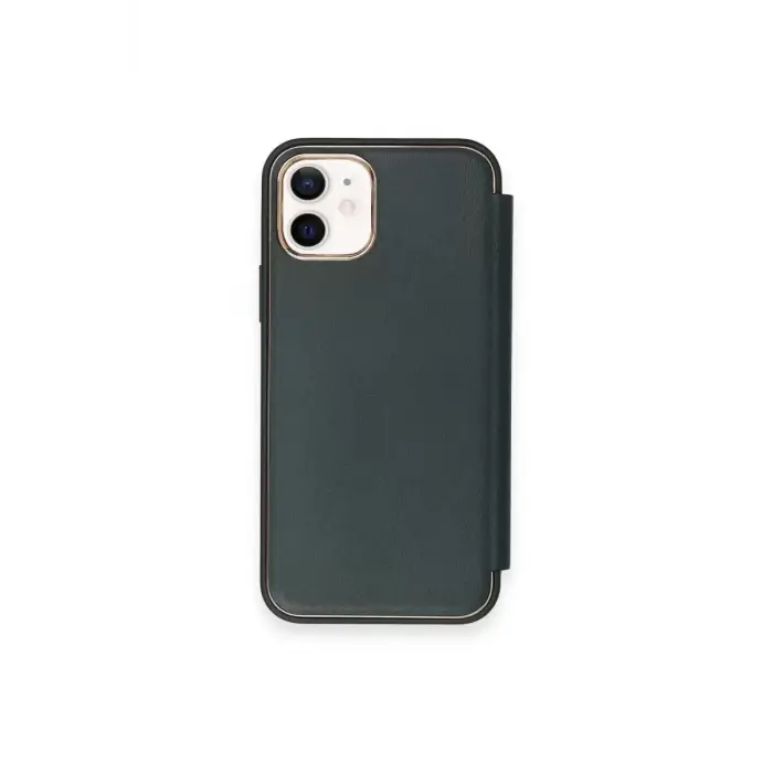 Newface Apple iPhone 12 Kılıf Dolpin Kapaklı - Koyu Yeşil