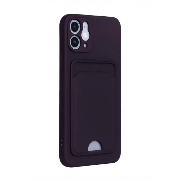 Newface Apple iPhone 12 Kılıf Kelvin Kartvizitli Silikon - Derin Mor