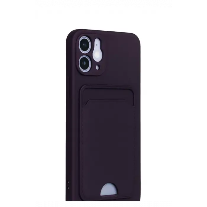 Newface Apple iPhone 12 Kılıf Kelvin Kartvizitli Silikon - Derin Mor