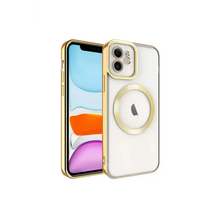 Newface Apple iPhone 12 Kılıf Kross Magneticsafe Kapak - Gold