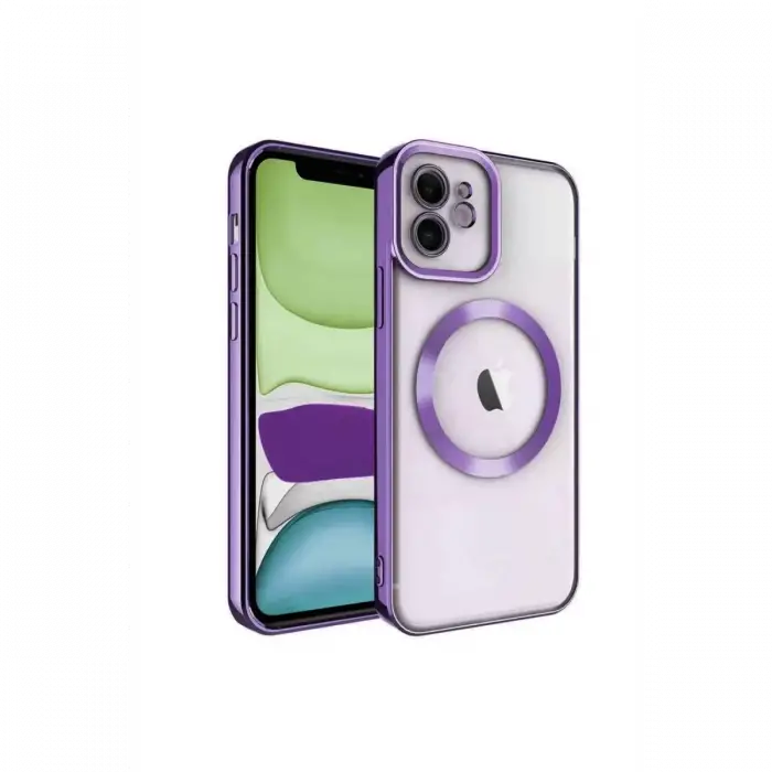 Newface Apple iPhone 12 Kılıf Kross Magneticsafe Kapak - Mor