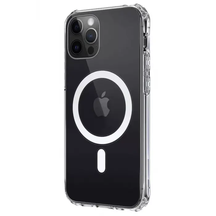 Newface Apple iPhone 12 Kılıf Magneticsafe Şeffaf Silikon - Şeffaf