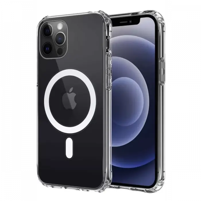 Newface Apple iPhone 12 Kılıf Magneticsafe Şeffaf Silikon - Şeffaf