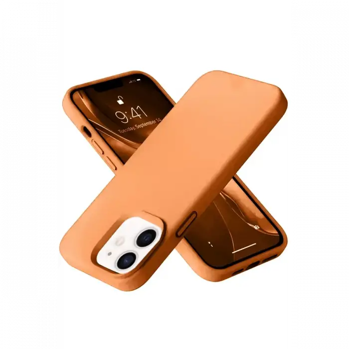 Newface Apple iPhone 12 Kılıf Nano içi Kadife Silikon - Turuncu