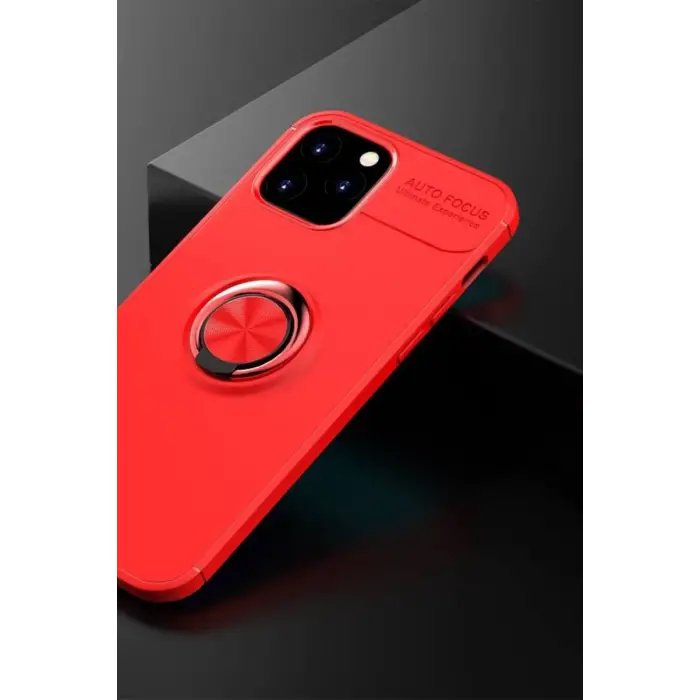 Newface Apple iPhone 12 Kılıf Range Yüzüklü Silikon - Kırmızı
