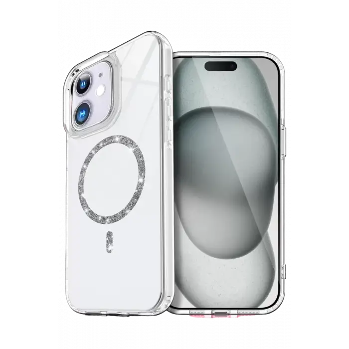 Newface Apple iPhone 12 Live Diamond Magsafe Kapak - Şeffaf