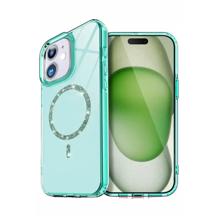 Newface Apple iPhone 12 Live Diamond Magsafe Kapak - Yeşil