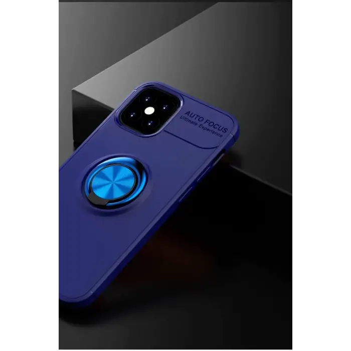 Newface Apple iPhone 12 Mini Kılıf Range Yüzüklü Silikon - Mavi