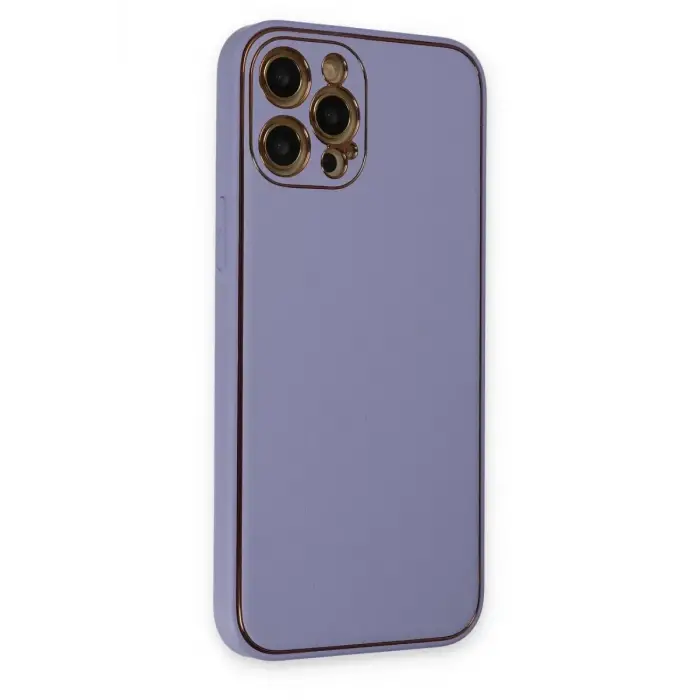 Newface Apple iPhone 12 Pro Kılıf Coco Deri Silikon Kapak - Açık Lila