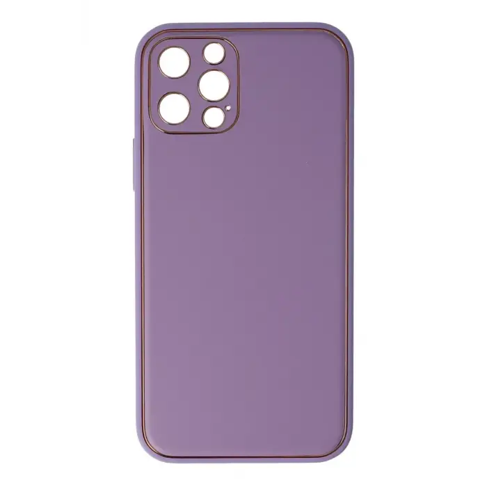 Newface Apple iPhone 12 Pro Kılıf Coco Deri Silikon Kapak - Lila