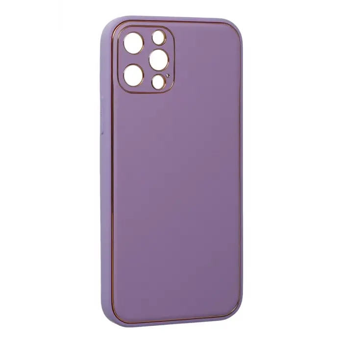 Newface Apple iPhone 12 Pro Kılıf Coco Deri Silikon Kapak - Lila