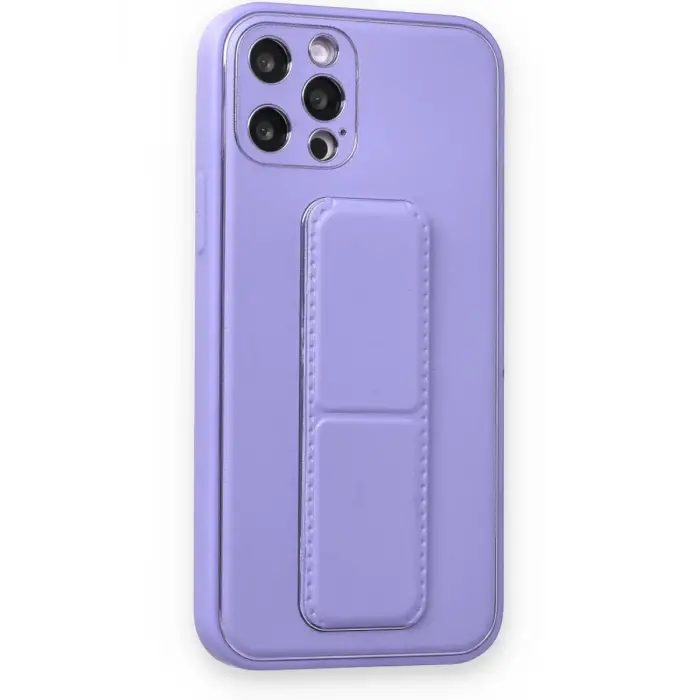 Newface Apple iPhone 12 Pro Kılıf Coco Deri Standlı Kapak - Koyu Lila