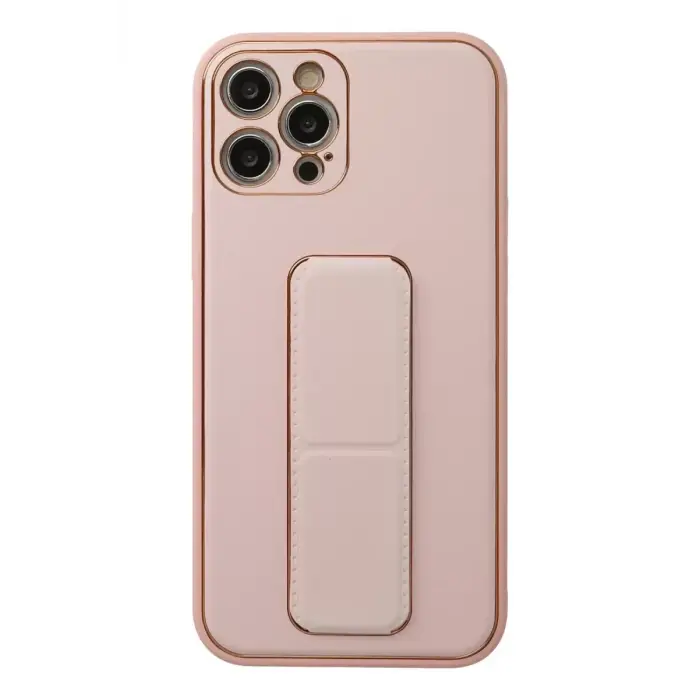 Newface Apple iPhone 12 Pro Kılıf Coco Deri Standlı Kapak - Pembe