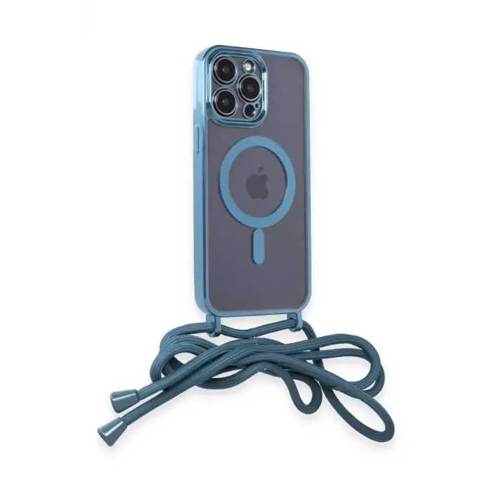 Newface Apple iPhone 12 Pro Kılıf Divo Lazer Askılı Magsafe Kapak - Sierra Blue