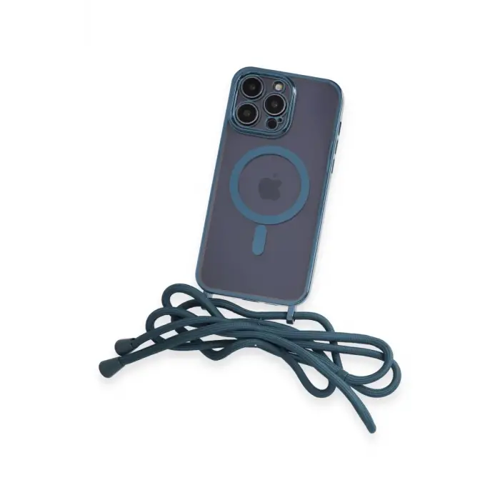 Newface Apple iPhone 12 Pro Kılıf Divo Lazer Askılı Magsafe Kapak - Sierra Blue