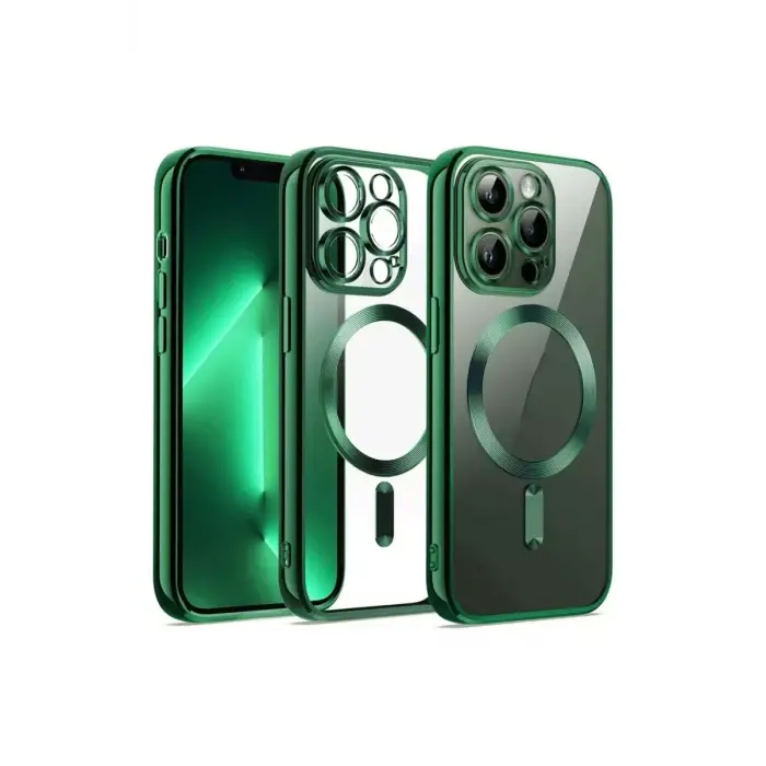 Newface Apple iPhone 12 Pro Kılıf Kross Magneticsafe Kapak - Koyu Yeşil