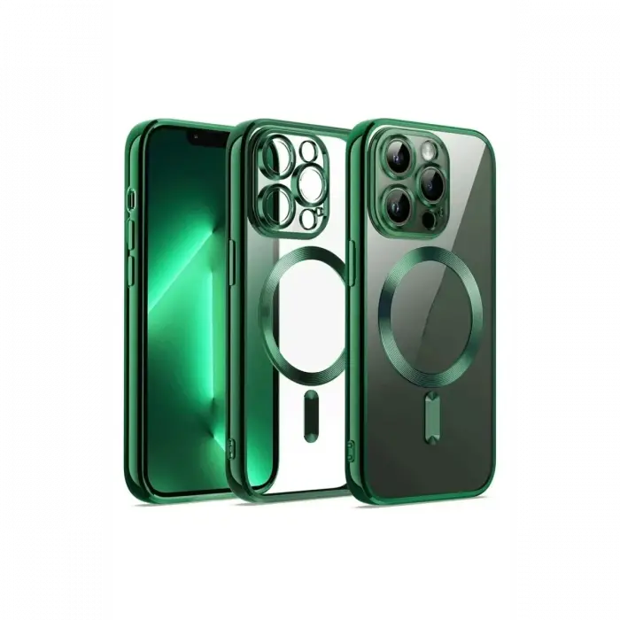 Newface Apple iPhone 12 Pro Kılıf Kross Magneticsafe Kapak - Koyu Yeşil
