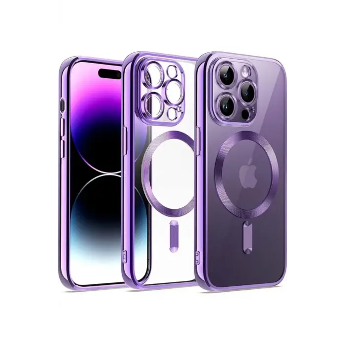 Newface Apple iPhone 12 Pro Kılıf Kross Magneticsafe Kapak - Mor