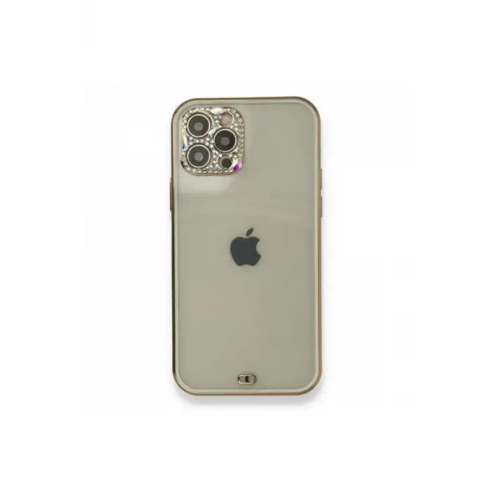 Newface Apple iPhone 12 Pro Kılıf Liva Taşlı Silikon - Beyaz