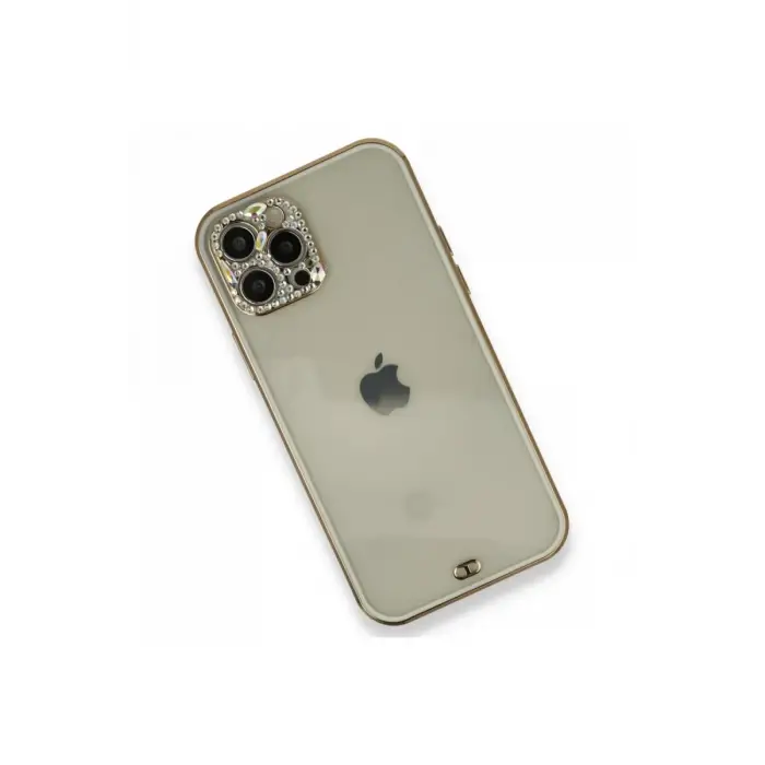 Newface Apple iPhone 12 Pro Kılıf Liva Taşlı Silikon - Beyaz