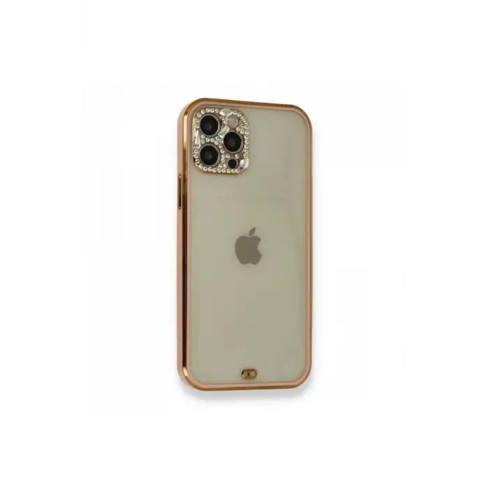 Newface Apple iPhone 12 Pro Kılıf Liva Taşlı Silikon - Pembe