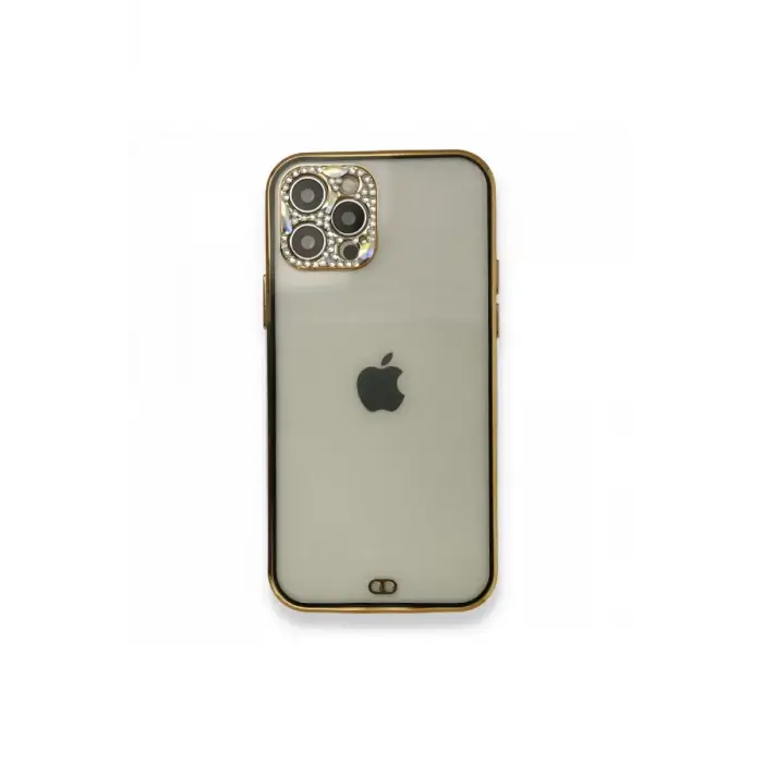 Newface Apple iPhone 12 Pro Kılıf Liva Taşlı Silikon - Siyah