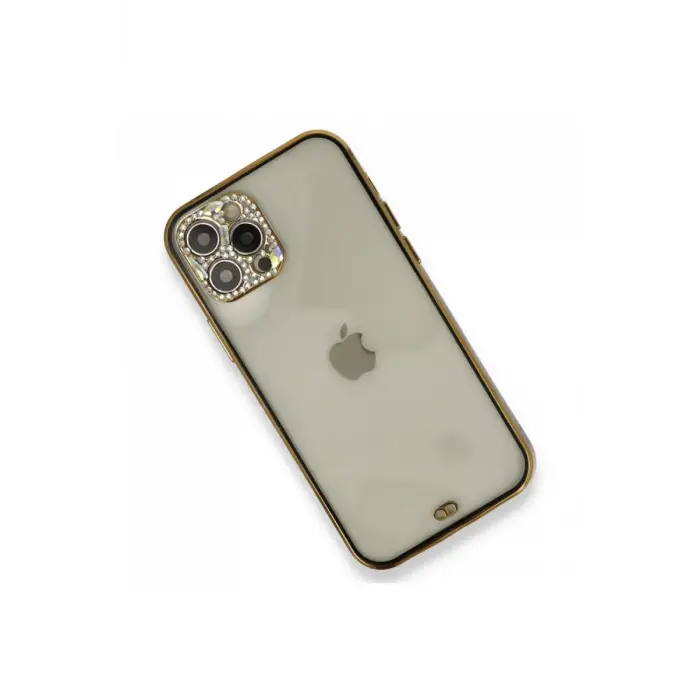 Newface Apple iPhone 12 Pro Kılıf Liva Taşlı Silikon - Siyah