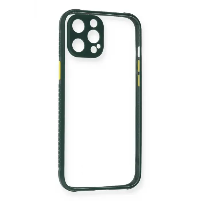 Newface Apple iPhone 12 Pro Kılıf Miami Şeffaf Silikon - Koyu Yeşil