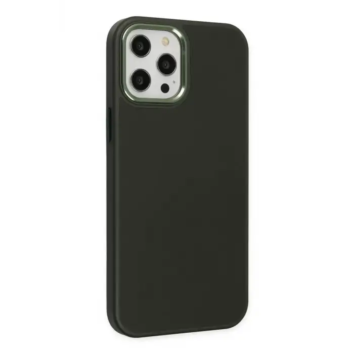 Newface Apple iPhone 12 Pro Max Kılıf Asya Deri Silikon - Koyu Yeşil