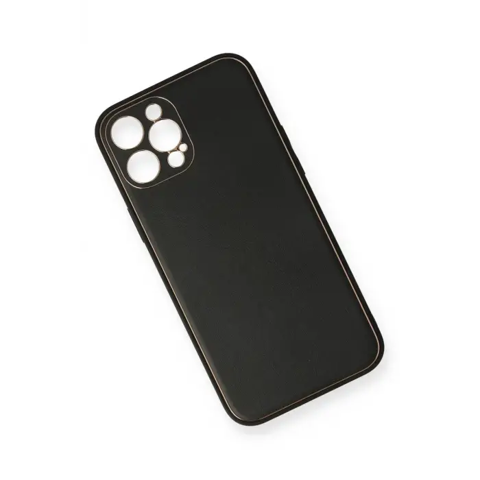 Newface Apple iPhone 12 Pro Max Kılıf Coco Deri Silikon Kapak - Siyah