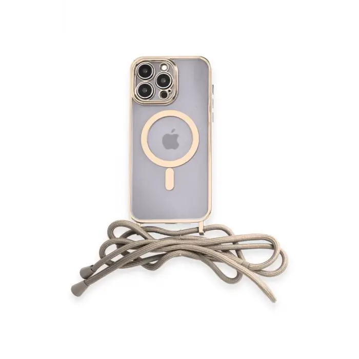 Newface Apple iPhone 12 Pro Max Kılıf Divo Lazer Askılı Magsafe Kapak - Gold