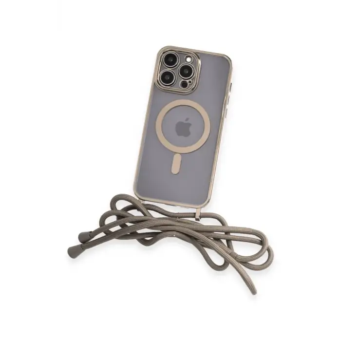 Newface Apple iPhone 12 Pro Max Kılıf Divo Lazer Askılı Magsafe Kapak - Gold