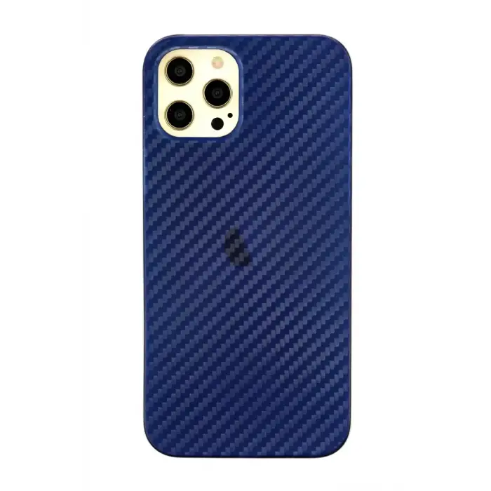 Newface Apple iPhone 12 Pro Max Kılıf Karbon PP Silikon - Mavi