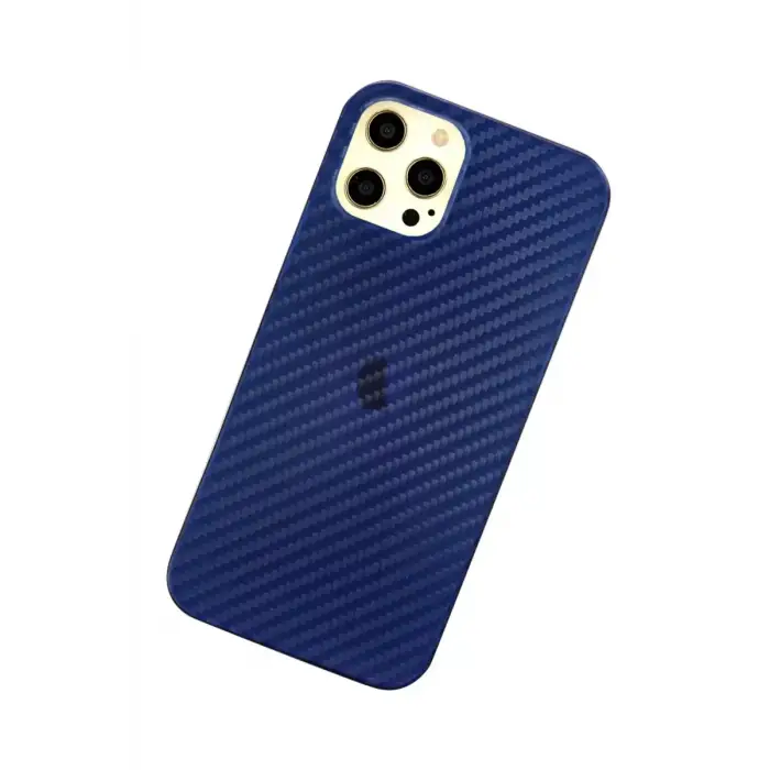 Newface Apple iPhone 12 Pro Max Kılıf Karbon PP Silikon - Mavi
