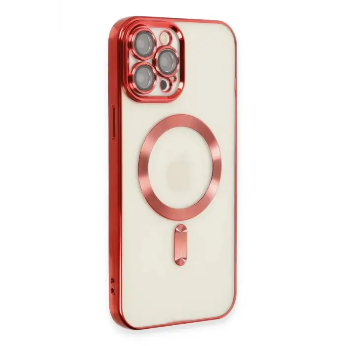 Newface Apple iPhone 12 Pro Max Kılıf Kross Magneticsafe Kapak - Kırmızı