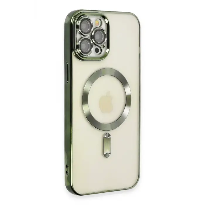 Newface Apple iPhone 12 Pro Max Kılıf Kross Magneticsafe Kapak - Koyu Yeşil