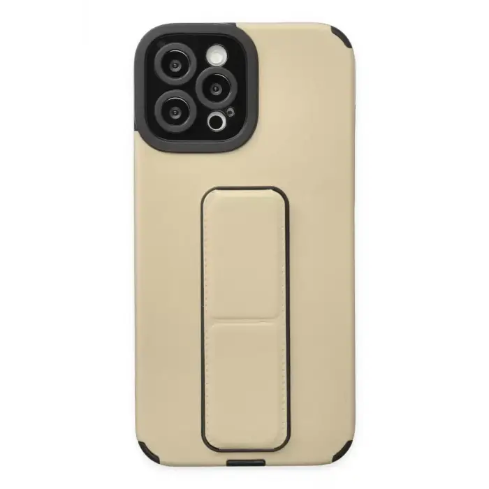 Newface Apple iPhone 12 Pro Max Kılıf Mega Standlı Silikon - Gold